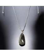 Pendentif Obsidienne Œil céleste sur Ovale sur cordon réglable (s)