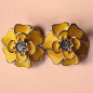 Boucles Email et Swarovski Camélia Jaune doré (s)