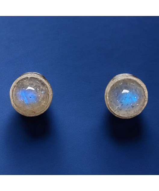 Boucles Labradorite "Clou" Argent 925 (s)