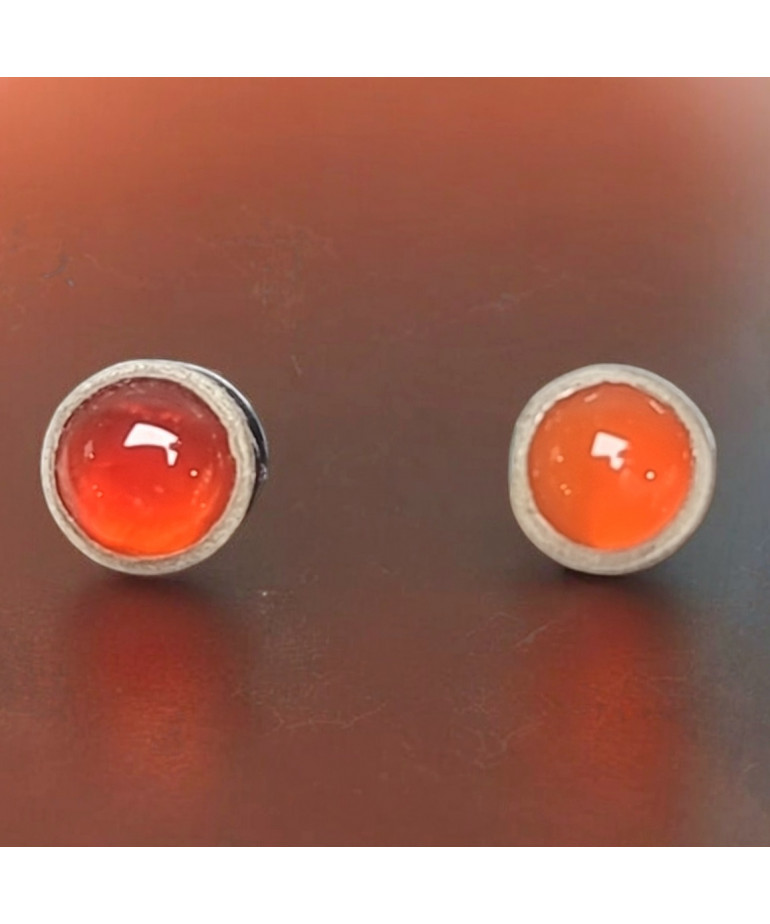 Boucles Agate de feu "Clou" Argent 925 (s)