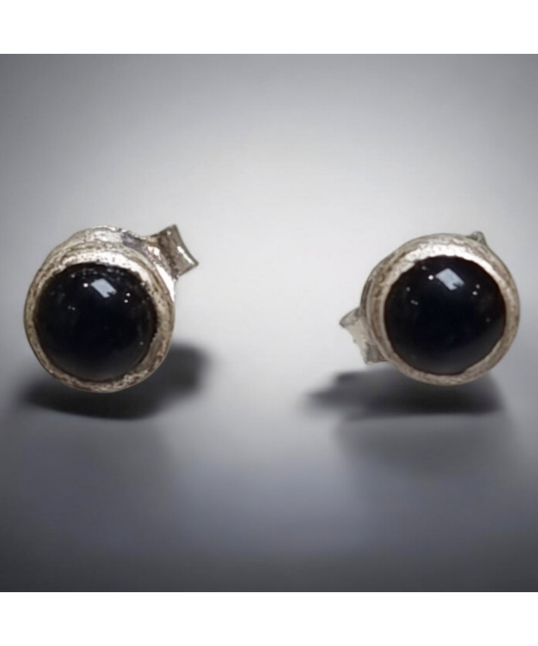 Boucles Onyx "Clou" Argent 925 (s)