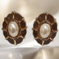 Boucles Bakélite Emaillée et Perle de Majorque "Créateur" à clips (s)