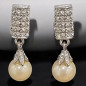 Boucles Perles de Majorque et Swarovski à Clips argentées (s)