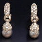 Boucles Perles de Majorque grises et Swarovski à Clips argentées (s)