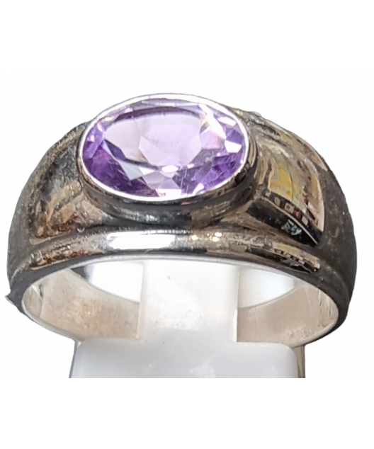 Bague améthyste argent 925 taille 56