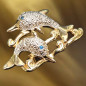 Broche Dauphins Plaquée or et argentée (s)
