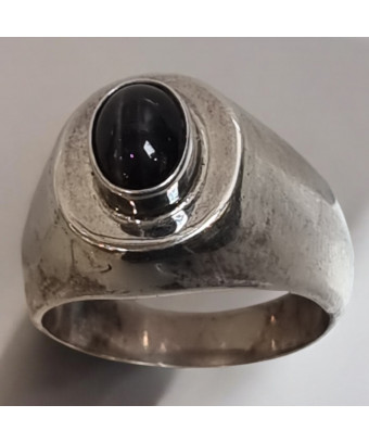 Bague Saphir noir Black Star Argent 925 Taille 58 (s)