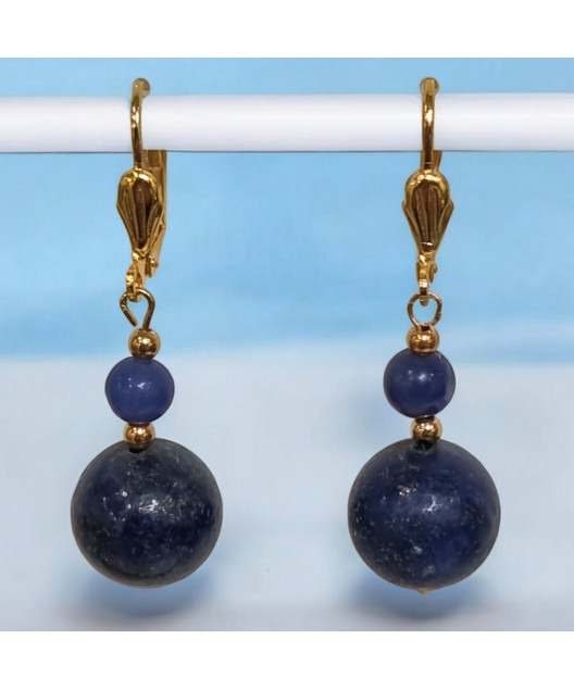 Boucles Lapis-lazuli Boules Plaquées or (s)
