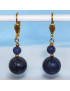 Boucles Lapis-lazuli Boules Plaquées or (s)