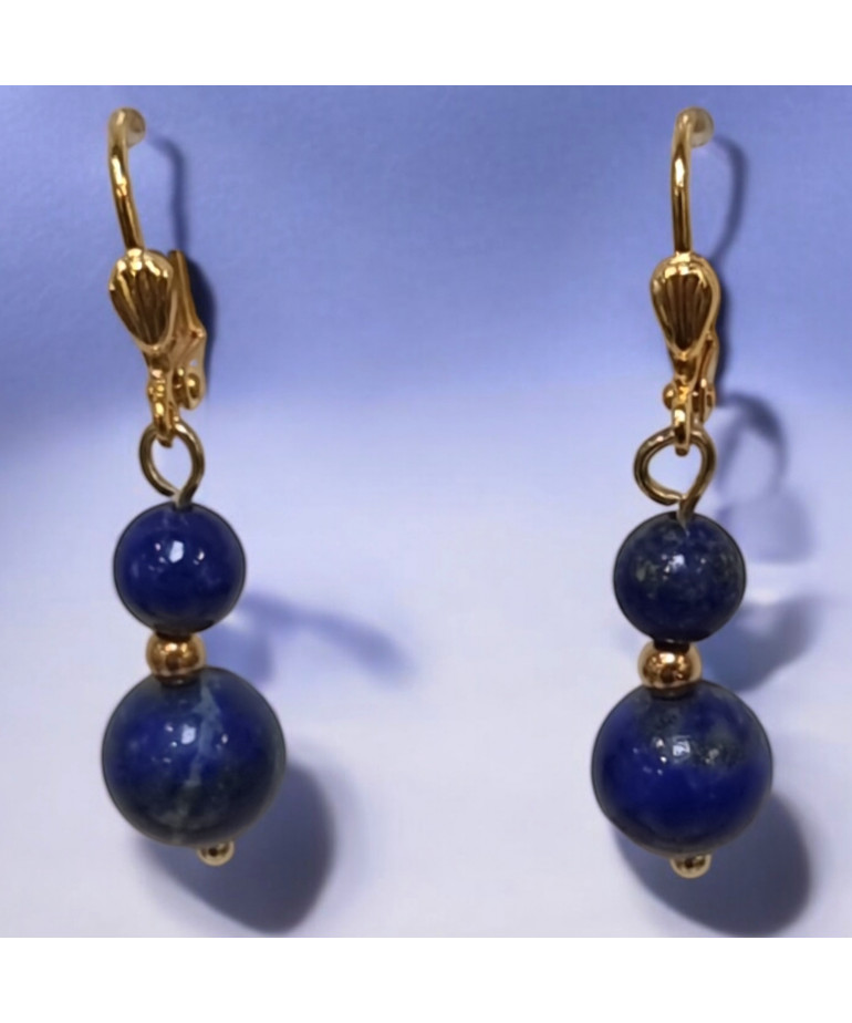 Boucles Lapis-lazuli Boules Plaquées or (s)