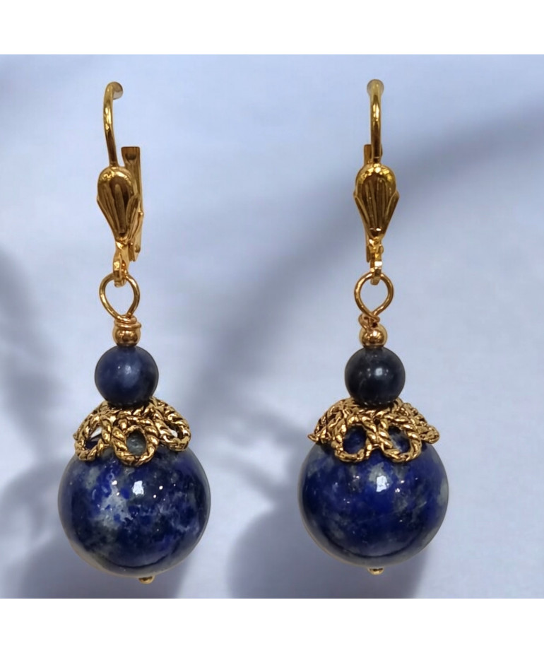 Boucles Lapis-lazuli Boules Plaquées or (s)