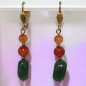 Boucles Aventurine verte et Agate de feu Pierres rondes Plaqué or (s)