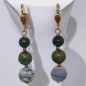 Boucles Chrysocolle et Jaspe Pierres rondes Plaqué or (s)