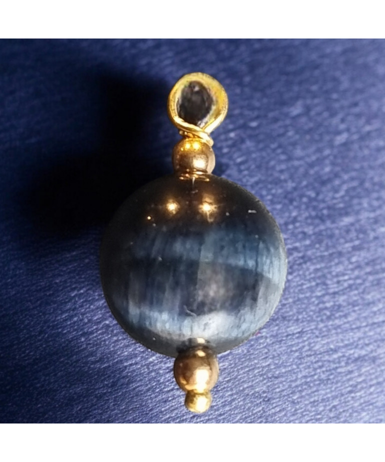 Pendentif Œil de faucon Pierre ronde 10mm (s)