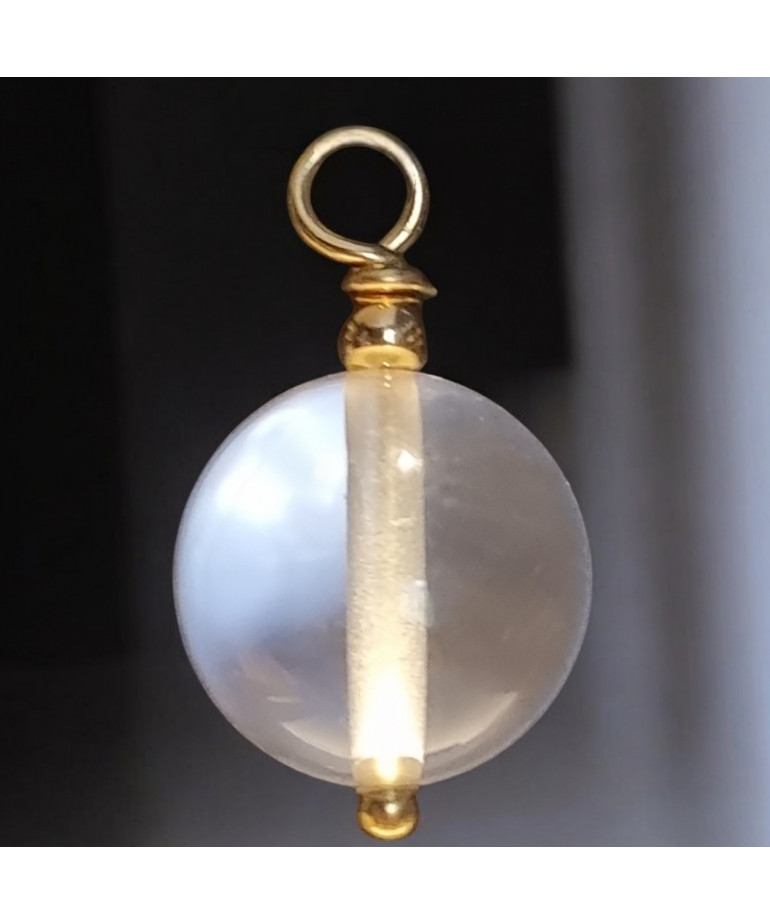 Pendentif Cristal de roche Pierre ronde 10mm (s)