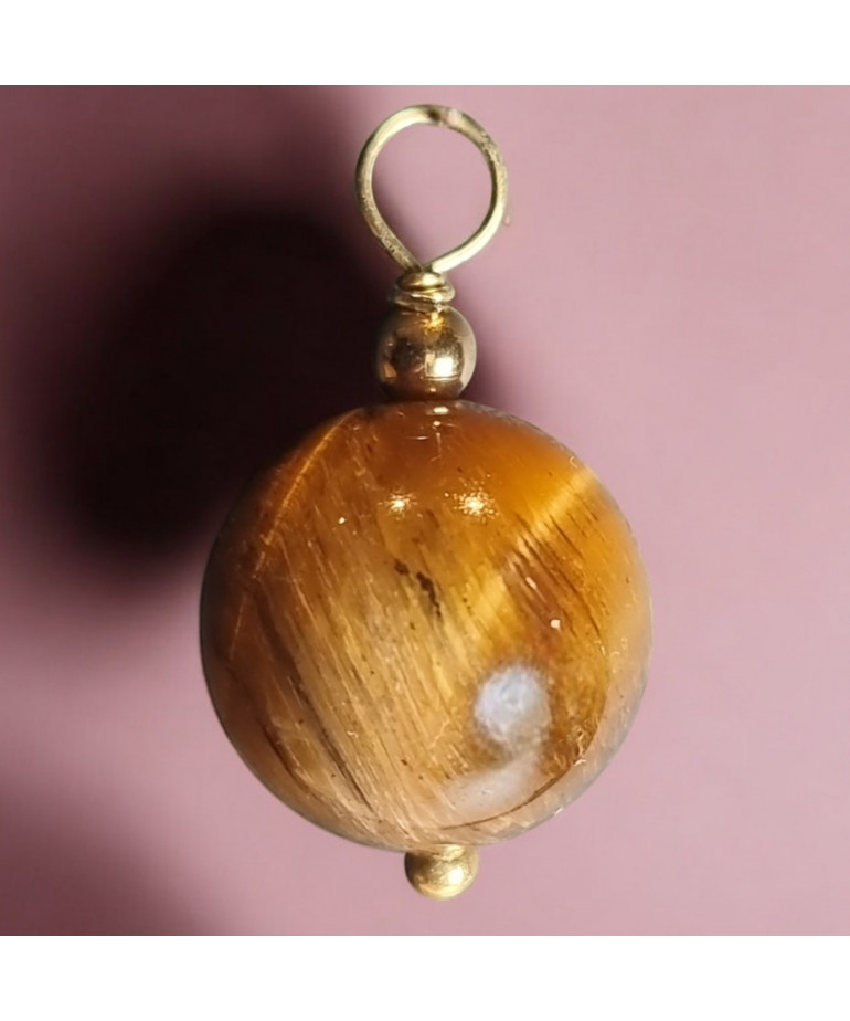 Pendentif Œil de tigre Pierre ronde 10mm (s)