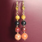 Boucles Jaspe et Œil de tigre et Onyx Pierres rondes Plaquées or (s)