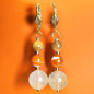 Boucles Quartz Hématoïde Œil de tigre et Agate de feu Pierres rondes Plaquées or (s)