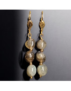 Boucles Labradorite Pierres rondes Plaquées or (s)