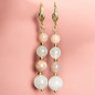 Boucles Pierre de lune blanche et rose Pierres rondes Plaquées or (s)