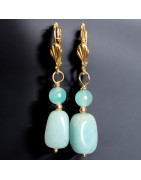 Boucles Amazonite Pierres rondes Plaquées or (s)