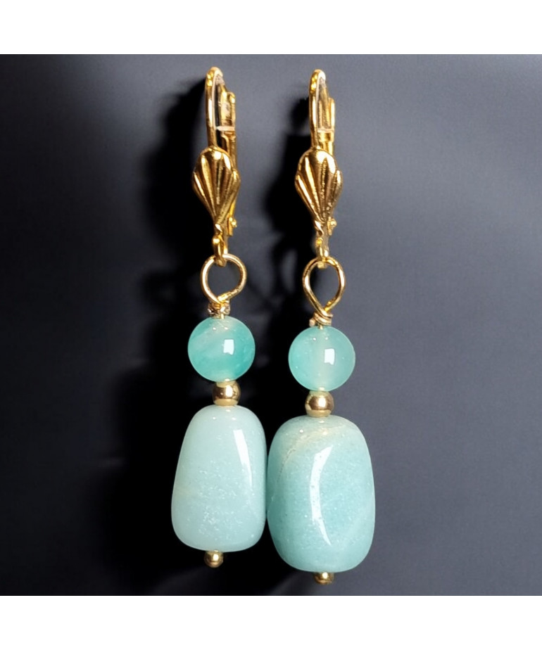 Boucles Amazonite Pierres rondes Plaquées or (s)