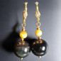 Boucles Obsidienne Œil céleste et Œil de tigre Boules Plaquées or (s)