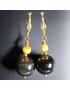 Boucles Obsidienne Œil céleste et Œil de tigre Boules Plaquées or (s)