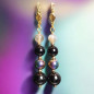 Boucles Obsidienne Œil céleste Bismuth Pierre de lune et Œil de Faucon Pierres rondes Plaquées or (s)