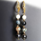 Boucles Hématite Turquoise Jade et Œil de Faucon Pierres rondes Plaquées or (s)