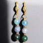 Boucles Jaspe sanguin Corail bleu et Aventurine bleue Pierres rondes Plaquées or (s)