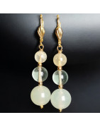 Boucles Jade et Fluorite Pierres rondes Plaquées or (s)