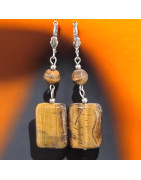 Boucles Œil de tigre Métal argenté (s)