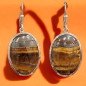 Boucles Œil de tigre Ovales serties Argent 925 (s)