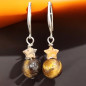 Boucles Œil de tigre Boules et Jaspe Etoiles Métal argenté (s)