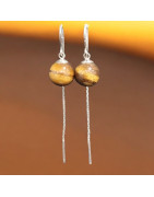 Boucles Œil de tigre Boules Argent 925 (s)