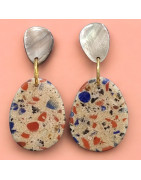 Boucles Nacre et Bakélite Multipierres à Clips (s)