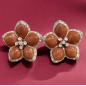 Boucles Email et Swarovski Fleur Métal argenté à Clips (s)