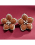 Boucles Email et Swarovski Fleur Métal argenté à Clips (s)