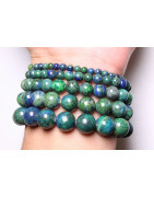 Bracelet Azurite Malachite Pierres Rondes