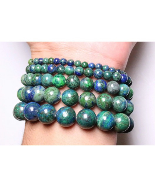 Bracelet Azurite Malachite Pierres rondes