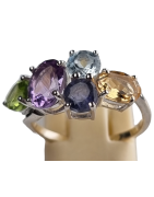 Bague péridot citrine Tanzanite aigue marine améthyste argent 925 taille 56