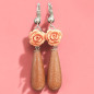 Boucles Pierre de soleil reconstituée et Bakélite Fleur Métal argenté (s)