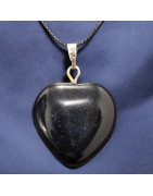 Pendentif Pierre de nuit Cœur sur cordon réglable (s)