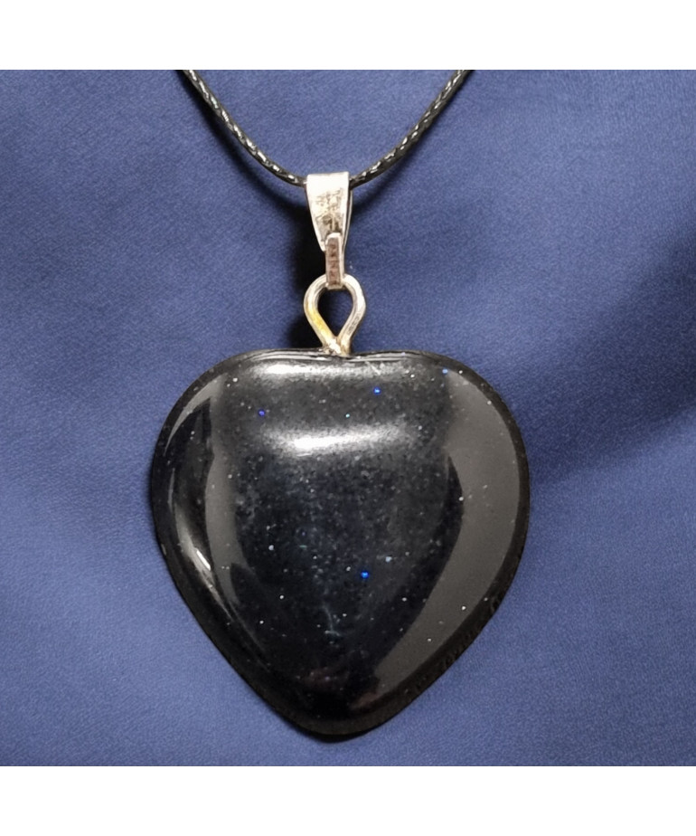 Pendentif Pierre de nuit Cœur sur cordon réglable (s)