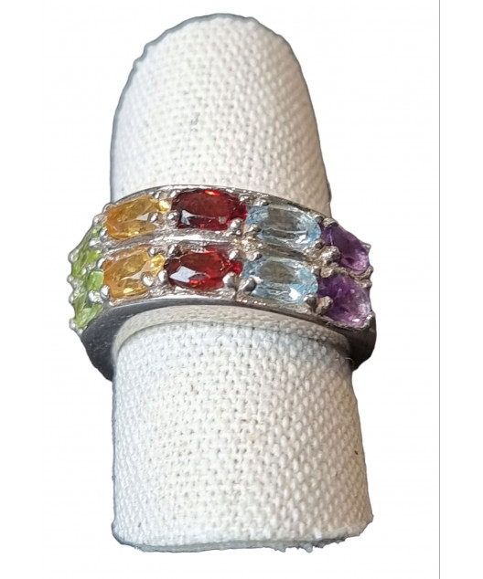 Bague Améthyste Topaze bleue Péridot Citrine Grenat Taille 50
