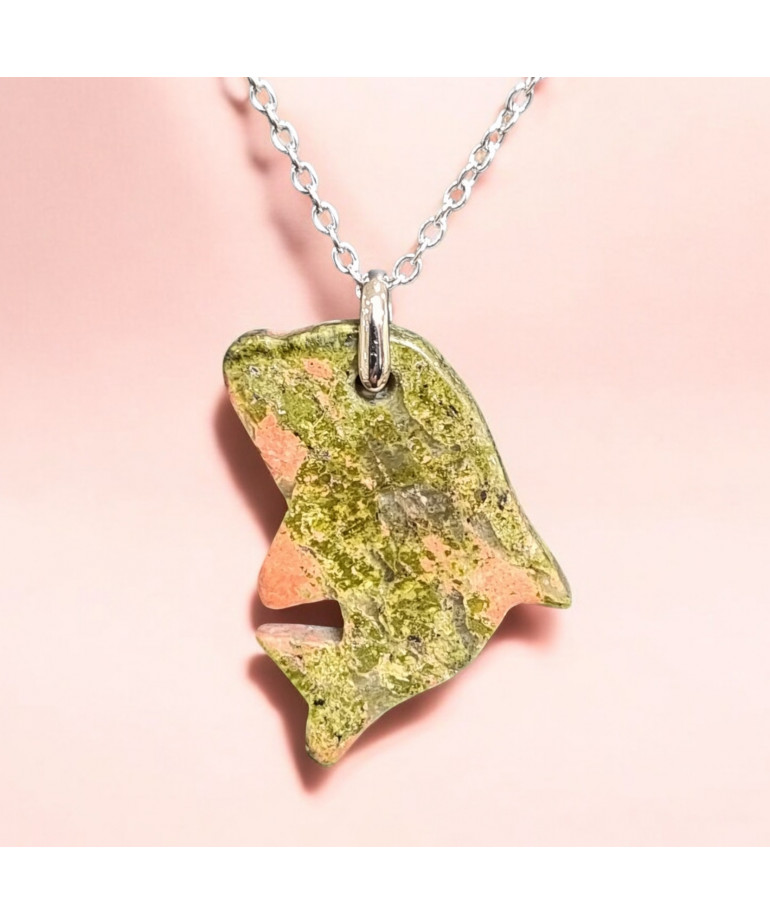Pendentif Unakite Dauphin avec chaîne (s)
