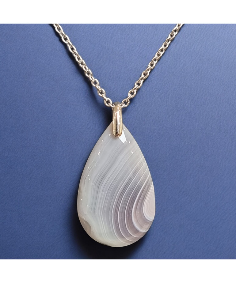 Pendentif Agate du Botswana sur chaîne (s)