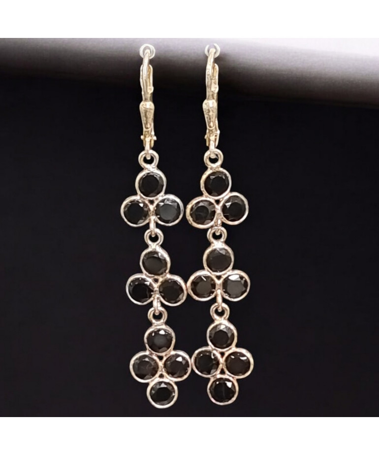 Boucles Spinelle facettée dormeuses Argent 925 (s)