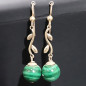 Boucles Malachite boules Argent 925 (s)